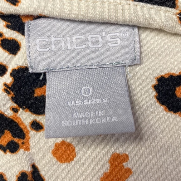 Chico’s cream, black & brown animal print tunic 3/4 sleeve top size  size XS - Picture 5 of 6